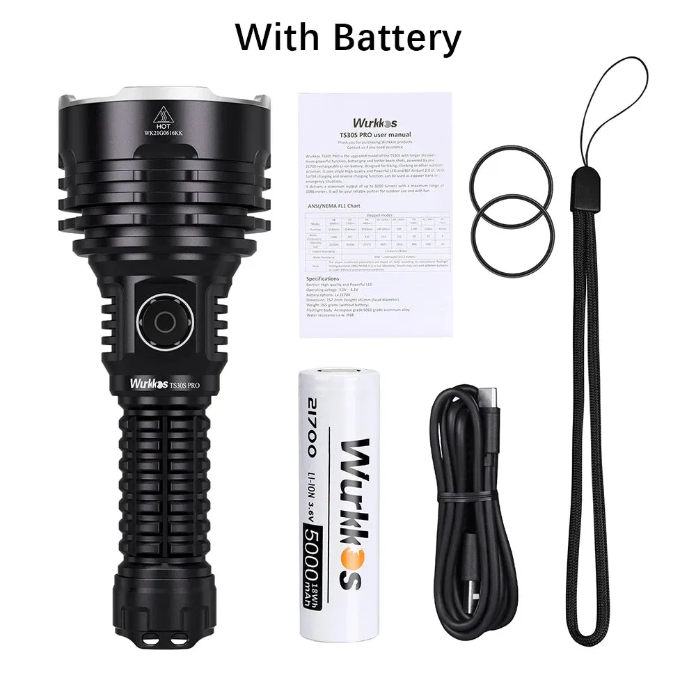 Rechargeable Tactical Flashlight 6000 Lumens LED USB-C Torch 21700 Battery Stainless Bezel Power Bank