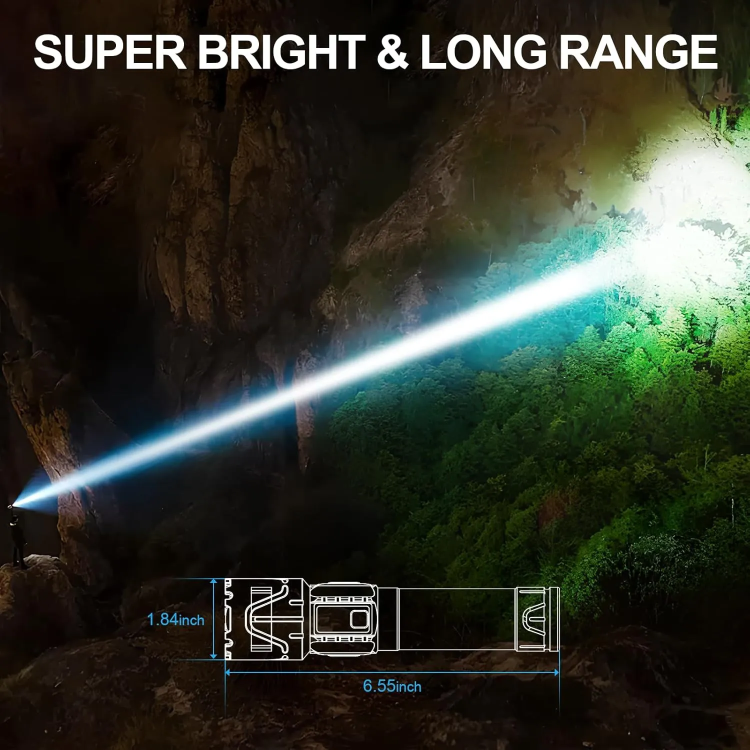 Rechargeable Tactical Flashlights High Lumens - Super Bright LED Powerful Flash Light, Waterproof Handheld USB C Flashlight for Camping,Emergencies,Home,5 Modes,Zoomable (1, Black)