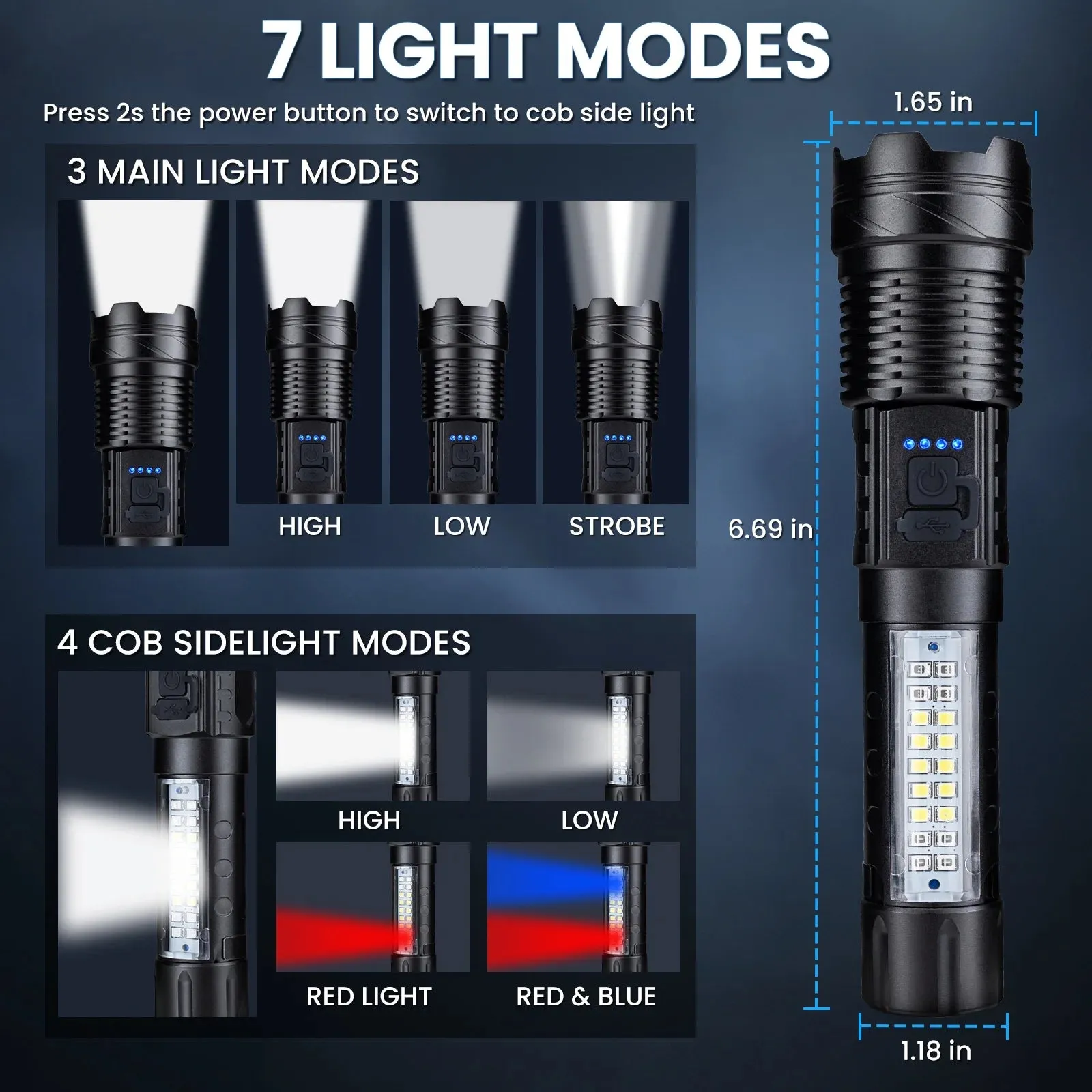 Rechargeable Waterproof Led Tactical Flashlight