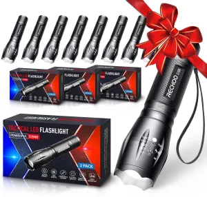 RECHOO 8 Pack LED Flashlight, Bright Powerful Flash Light with 5 Lighting Modes, Small Zoomable Tactical Flashlights High Lumens, Waterproof EDC Flashlights for Home, Camping, Emergency - S1500
