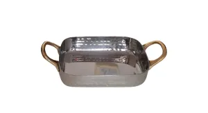 Rectangle Shape Serve Ware Pan with Double Sided Brass Handle #3, 900 ML, 7", Stainless Steel