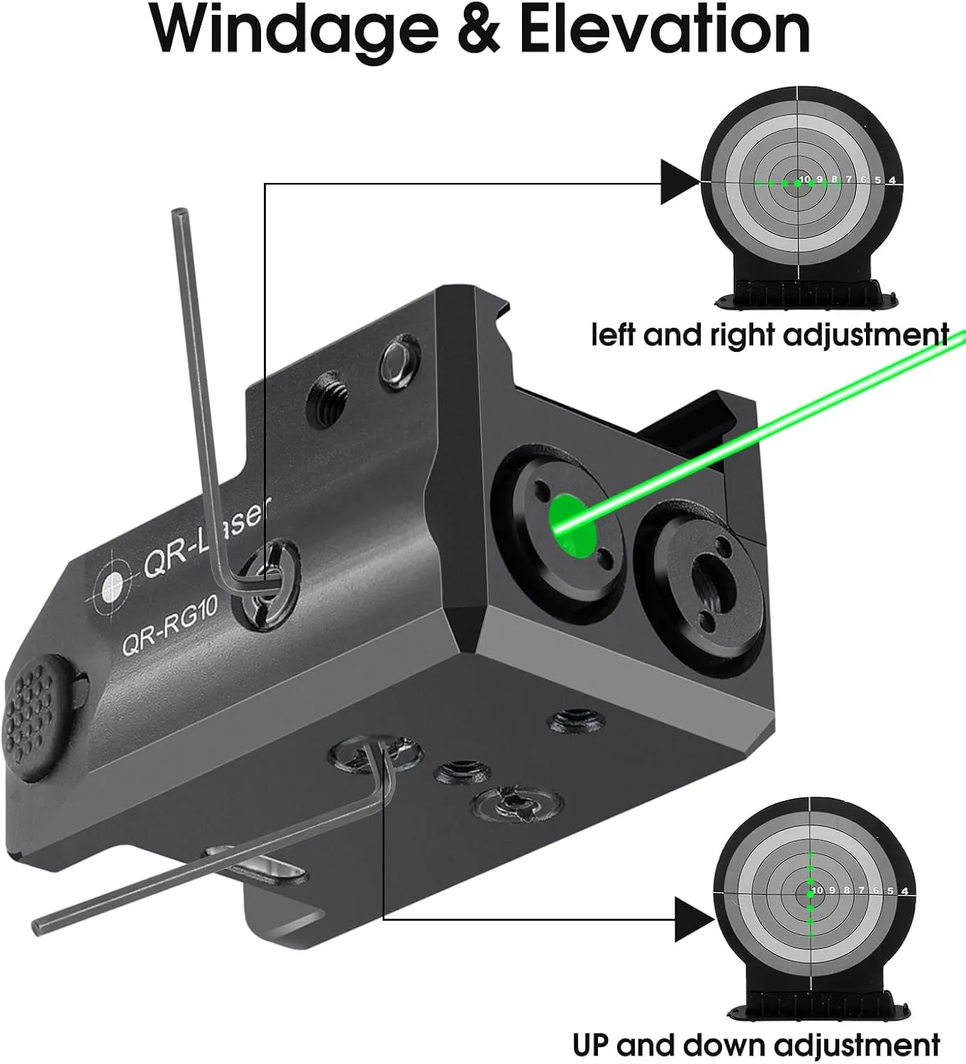 Red Green Purple Blue Laser Light Combo, 800 Lumens Tactical Flashlight Laser Sight, Built-in USB Rechargeable Battery, Adjustable Compact Tactical LED Light Laser Beams for Handguns with a Rail