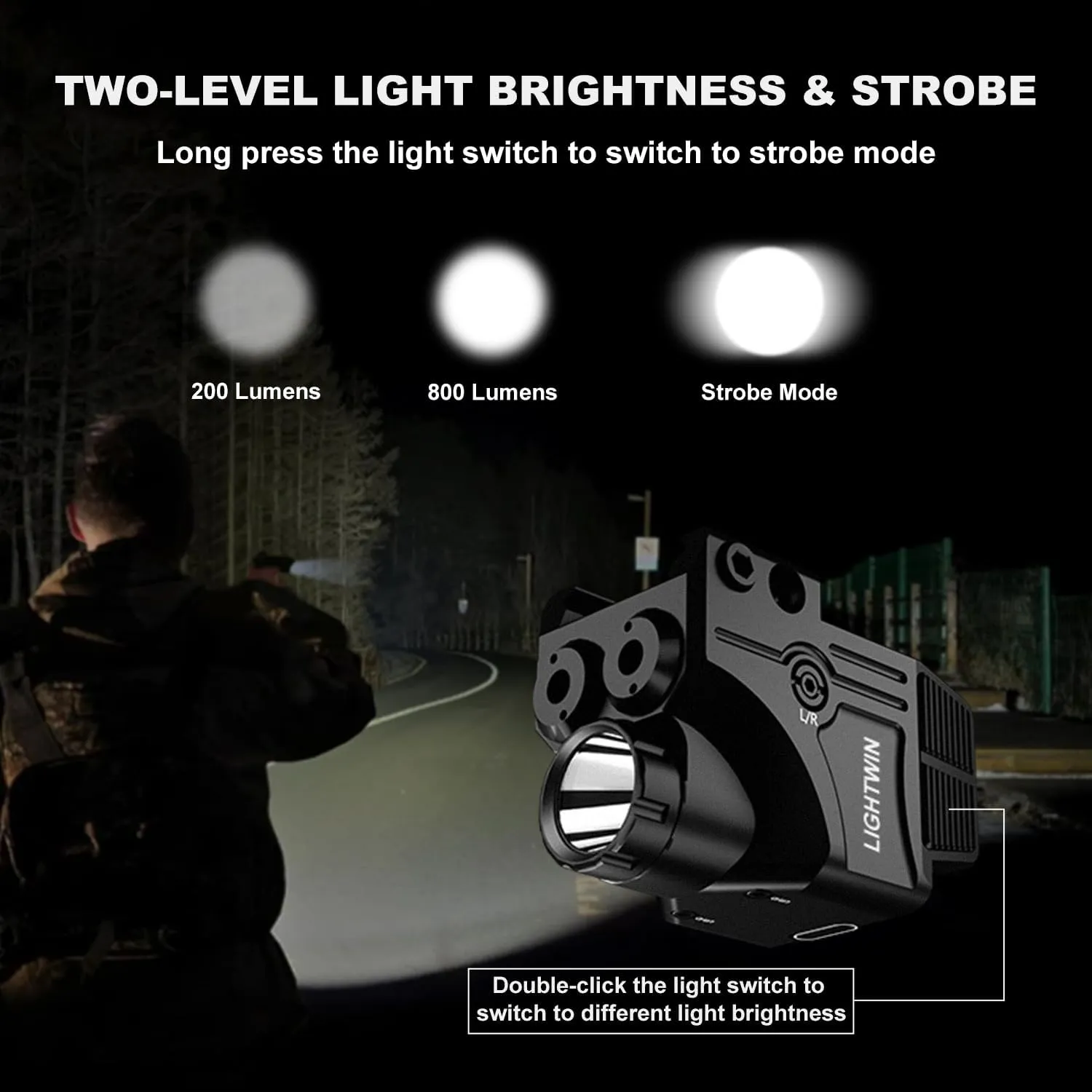 Red Green Purple Blue Laser Light Combo, 800 Lumens Tactical Flashlight Laser Sight, Built-in USB Rechargeable Battery, Adjustable Compact Tactical LED Light Laser Beams for Handguns with a Rail
