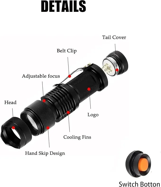 Red Light Flashlight, Single Mode Mini LED Flashlight for Astronomy, Aviation, Outdoor Activities, Night Observation