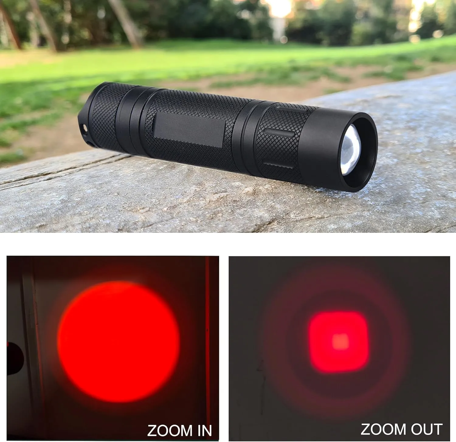 Red Light Flashlight, Zoomable Single Mode LED Flashlights for Hunting, Astronomy, Aviation, Night Observation