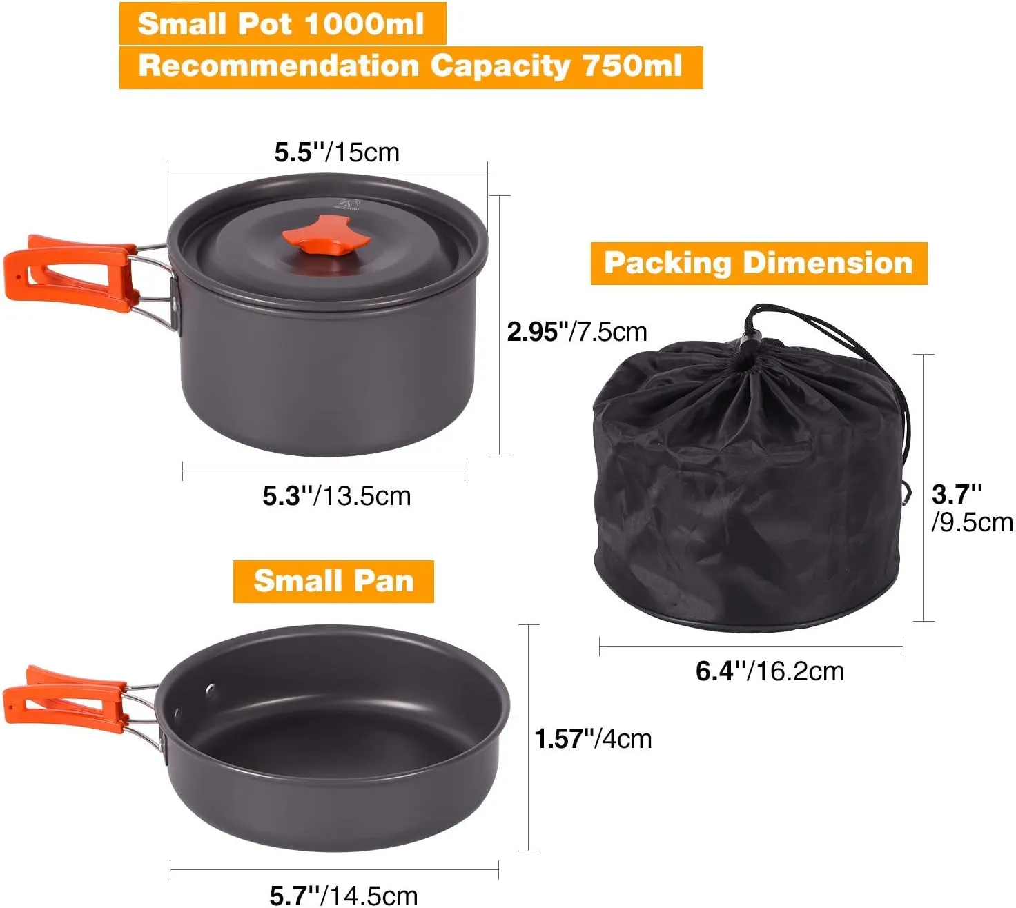 REDCAMP 12/14/15/19 PCS Camping Cookware Mess Kit Camping Gear Campfire Utensils Lightweight Stackable Pot Pan Bowls Soup Spoon with Storage Bag for Camping, Backpacking, Outdoor Cooking, Picnic