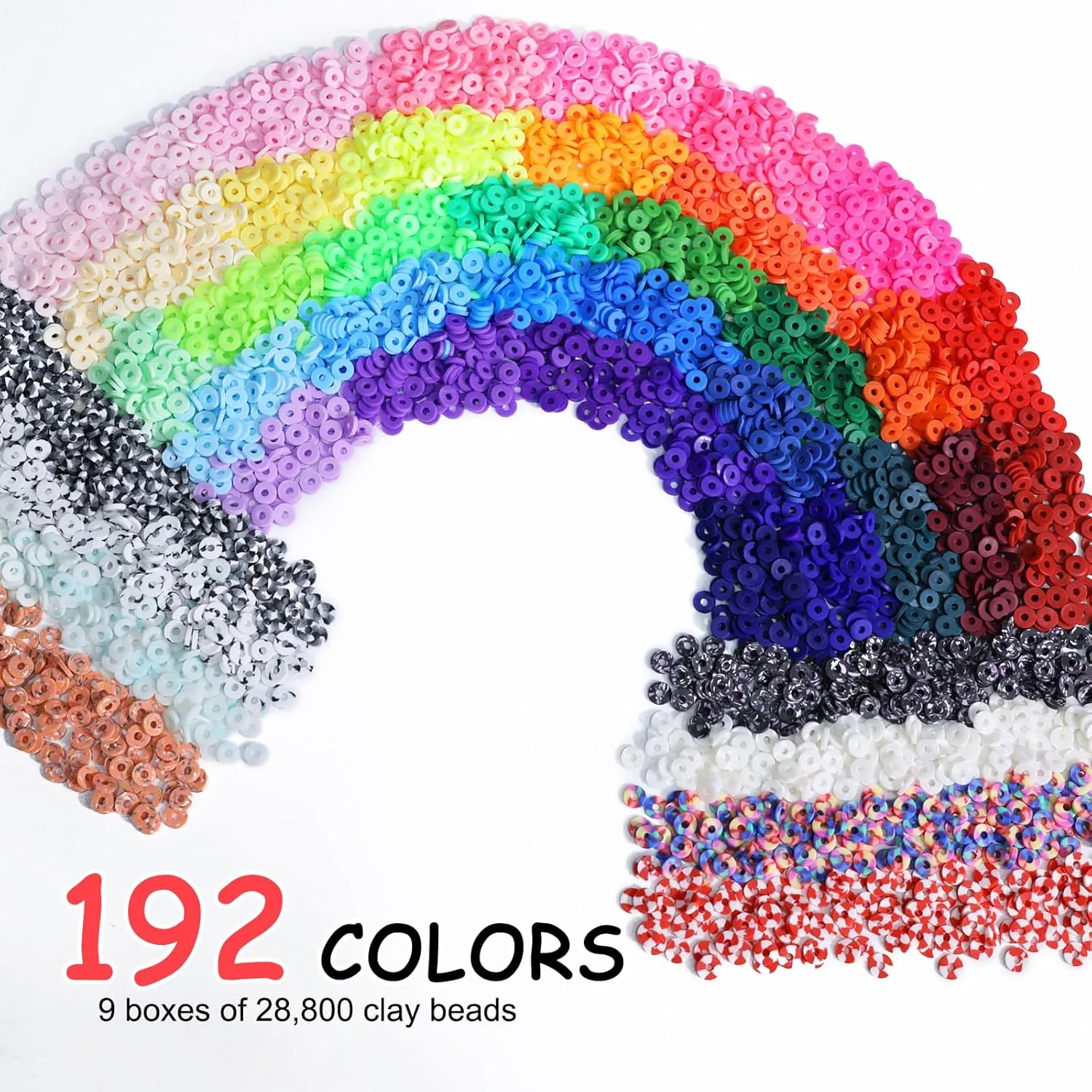 Redtwo 30000 Pcs Clay Beads Bracelet Making Kit, 9 Boxes 192 Colors Friendship Bracelet Kit Flat Polymer Heishi Beads for Jewelry Making, Crafts Gift for Girls Ages 6-12