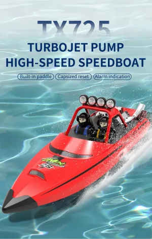 Remote Control Speedboat with Turbojet Power, 30KM/H High-Speed Waterproof RC Racing Boat, Ideal Gift for Adults