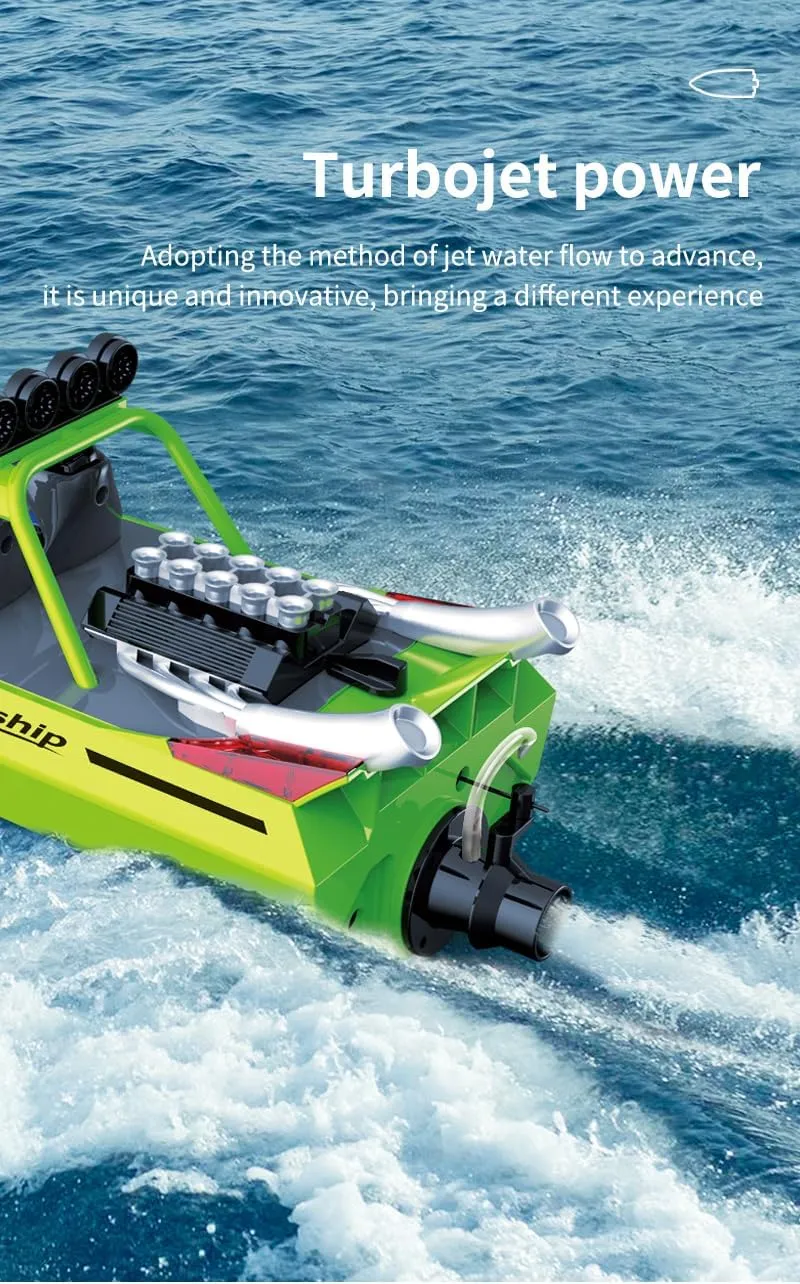 Remote Control Speedboat with Turbojet Power, 30KM/H High-Speed Waterproof RC Racing Boat, Ideal Gift for Adults