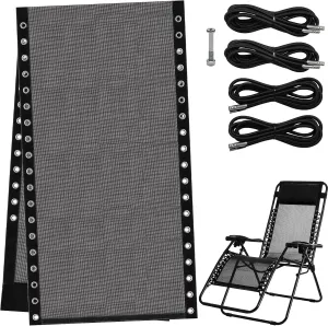 Replacement Fabric for Zero Gravity Chairs 21" W x 63“H, Reclining Patio Gravity Chairs Repair Cloth with 4pcs Elastic Replacement Cord Laces, Chair Repair Cord Kit for Outdoor Lounge Chair(Black)
