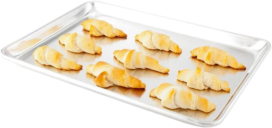 Restaurantware Met Lux 13 x 18 Inch Half Size Baking Sheet 1 Heavy-Duty Cookie Sheet - Evenly Bakes Treats Make Pastries or Cookies Aluminum Sheet Pan For Commercial or Home Use