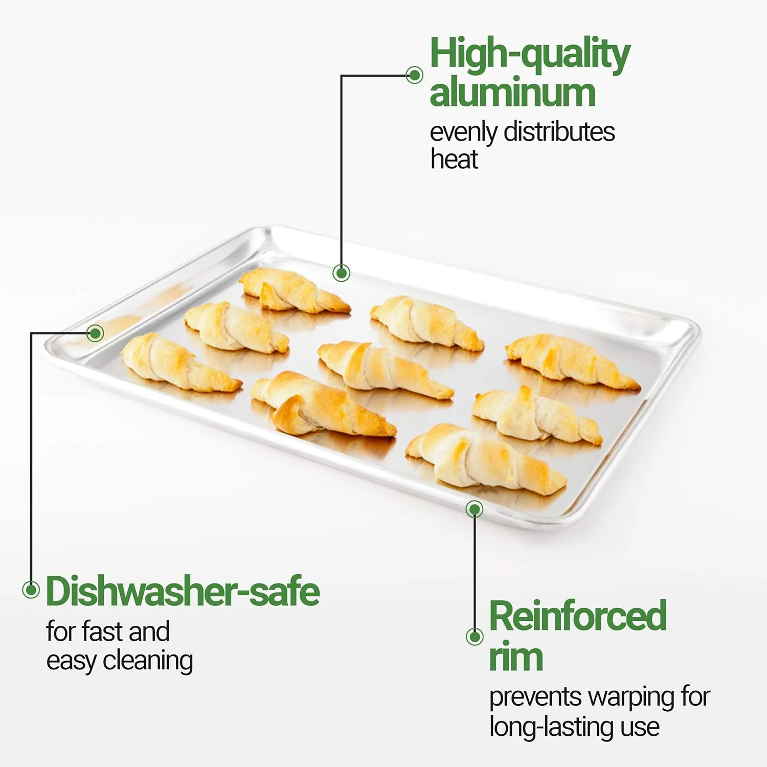 Restaurantware Met Lux 13 x 18 Inch Half Size Baking Sheet 1 Heavy-Duty Cookie Sheet - Evenly Bakes Treats Make Pastries or Cookies Aluminum Sheet Pan For Commercial or Home Use
