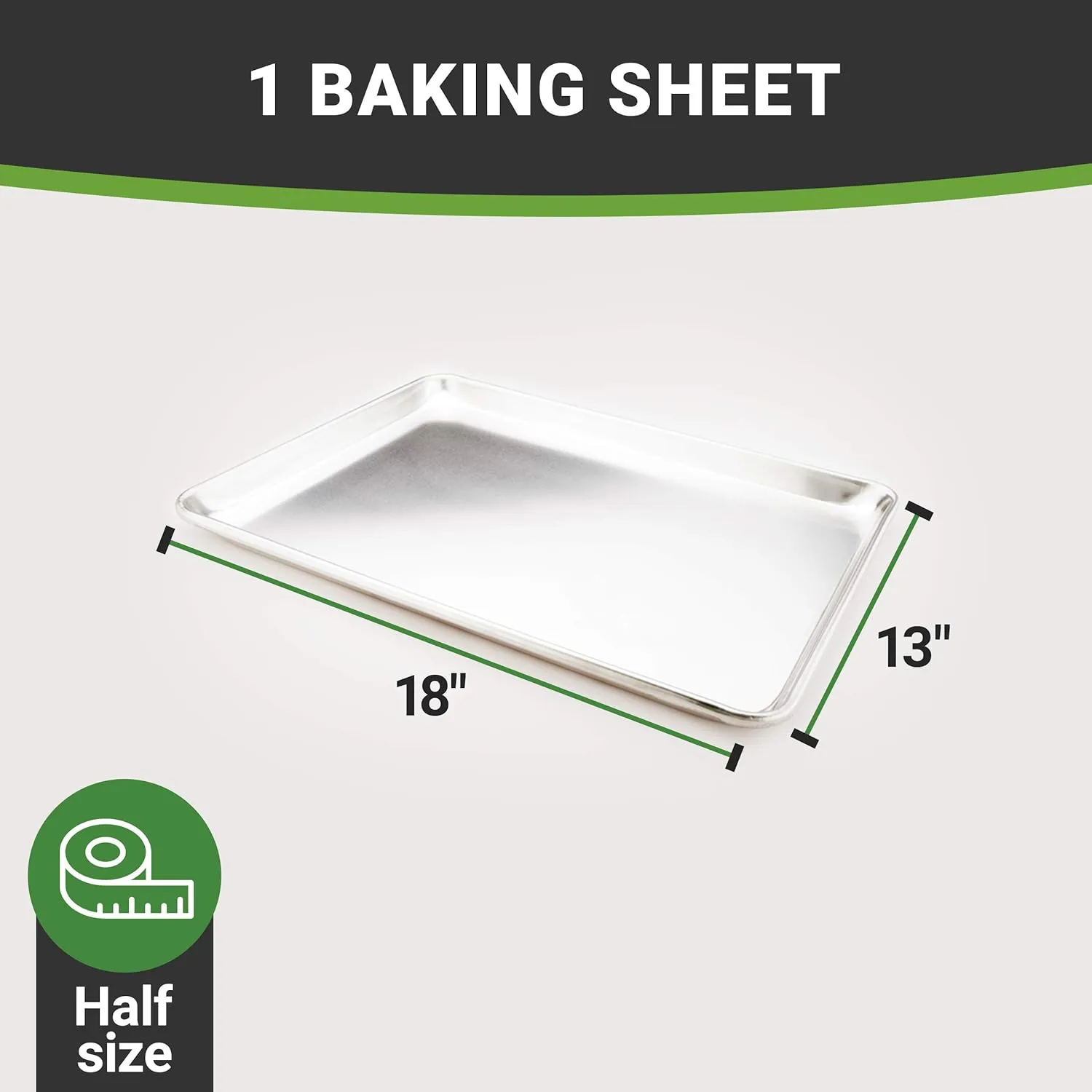 Restaurantware Met Lux 13 x 18 Inch Half Size Baking Sheet 1 Heavy-Duty Cookie Sheet - Evenly Bakes Treats Make Pastries or Cookies Aluminum Sheet Pan For Commercial or Home Use