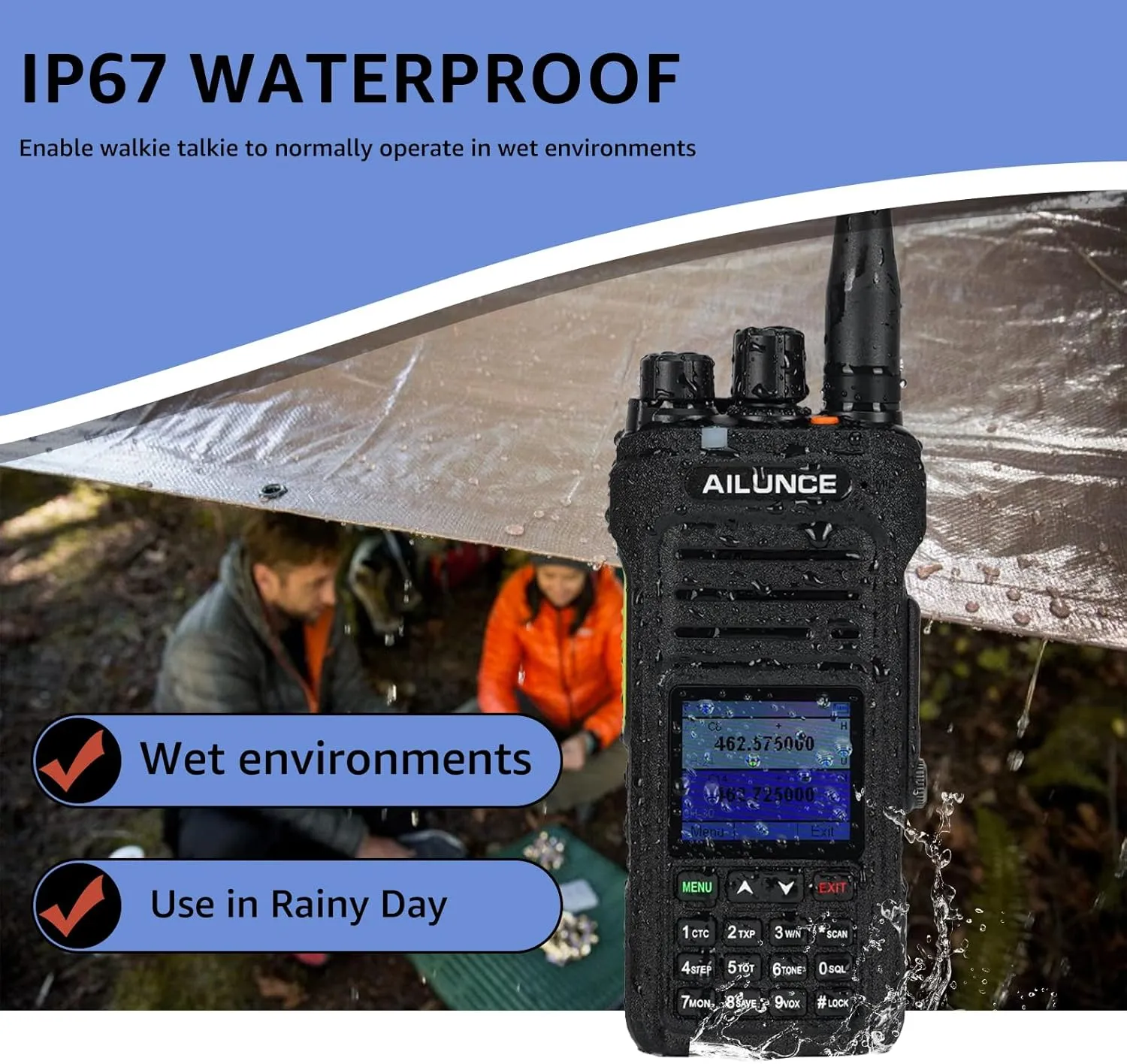 Retevis GMRS Communicate Kit, RA87 40W GMRS Mobile Radio(1 Pack) with HA1G Waterproof Walkie Talkies, NOAA(2 Pack), Long Range Two Way Radio for Off-Road