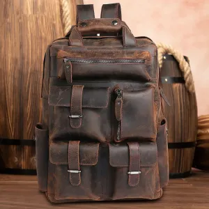 Retro Large Capacity Leather Backpack