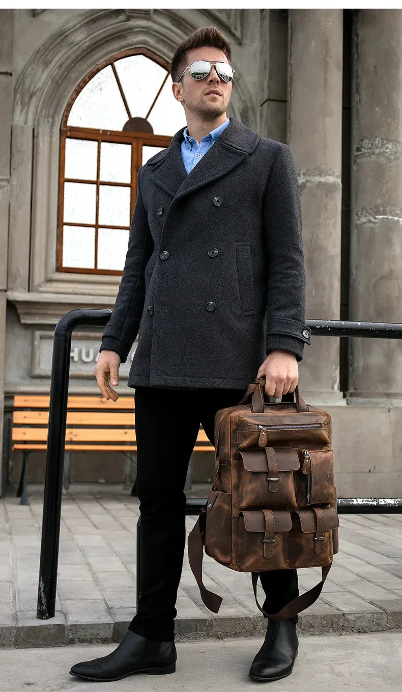 Retro Large Capacity Leather Backpack