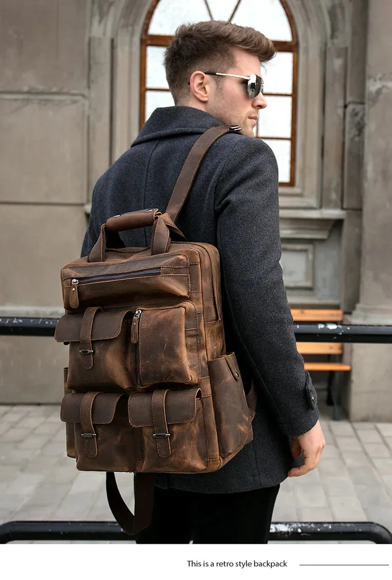 Retro Large Capacity Leather Backpack