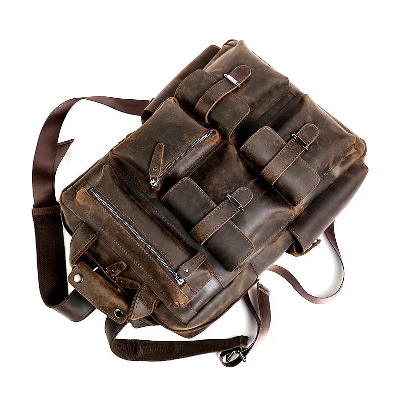 Retro Large Capacity Leather Backpack