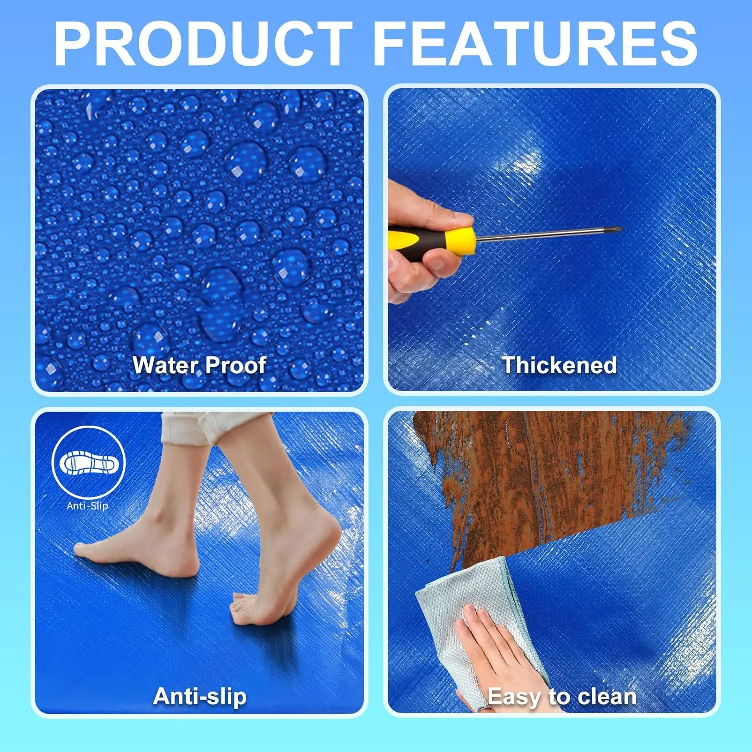 Round Pool Liner Pad, Outdoor Pool Floor Tarp Prevents Punctures and Wear, Leak-Proof, Pool Liner for Above Ground Swimming Pool, Outdoor Pool Mat (12 FT)