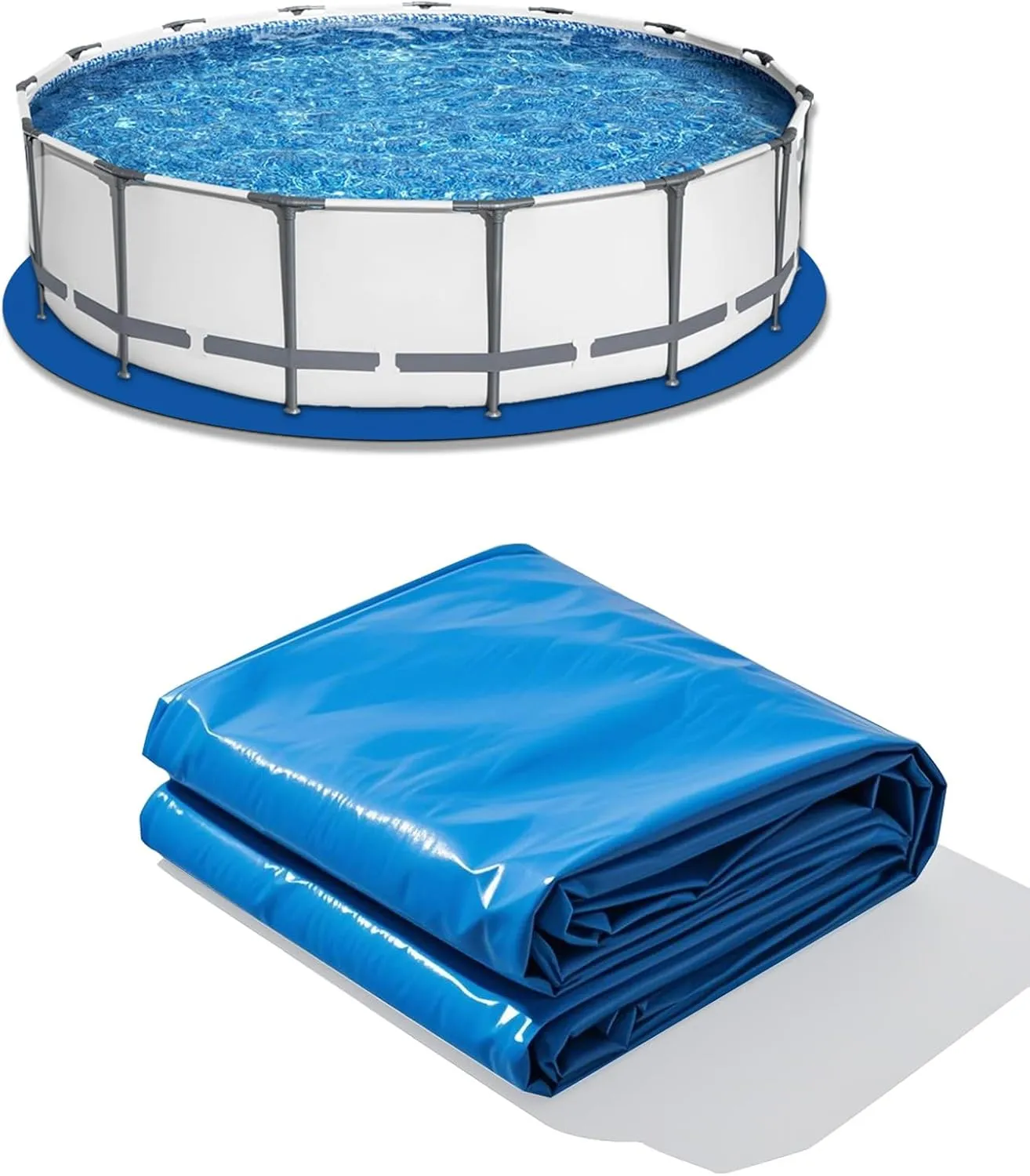 Round Pool Liner Pad, Outdoor Pool Floor Tarp Prevents Punctures and Wear, Leak-Proof, Pool Liner for Above Ground Swimming Pool, Outdoor Pool Mat (12 FT)