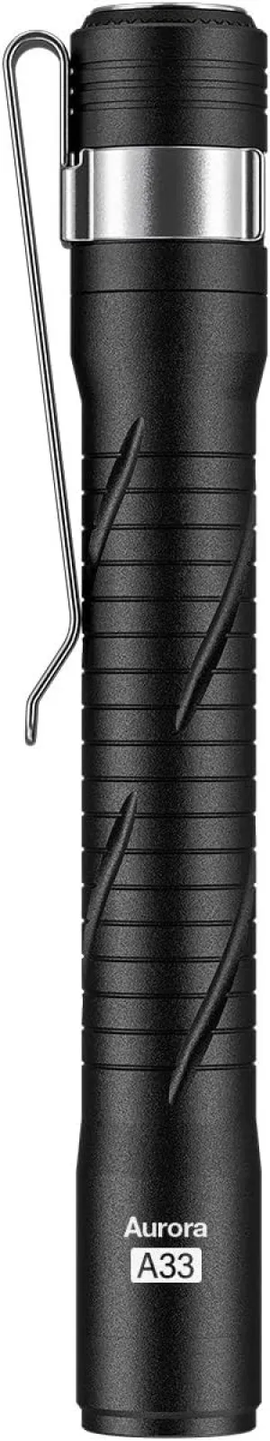 RovyVon Aurora A33 Pen Flashlight USB-C Rechargeable with Pocket Clip, 200 Lumen, IPX8 Waterproof for Inspection, Repair, Work, Outdoors(Black)