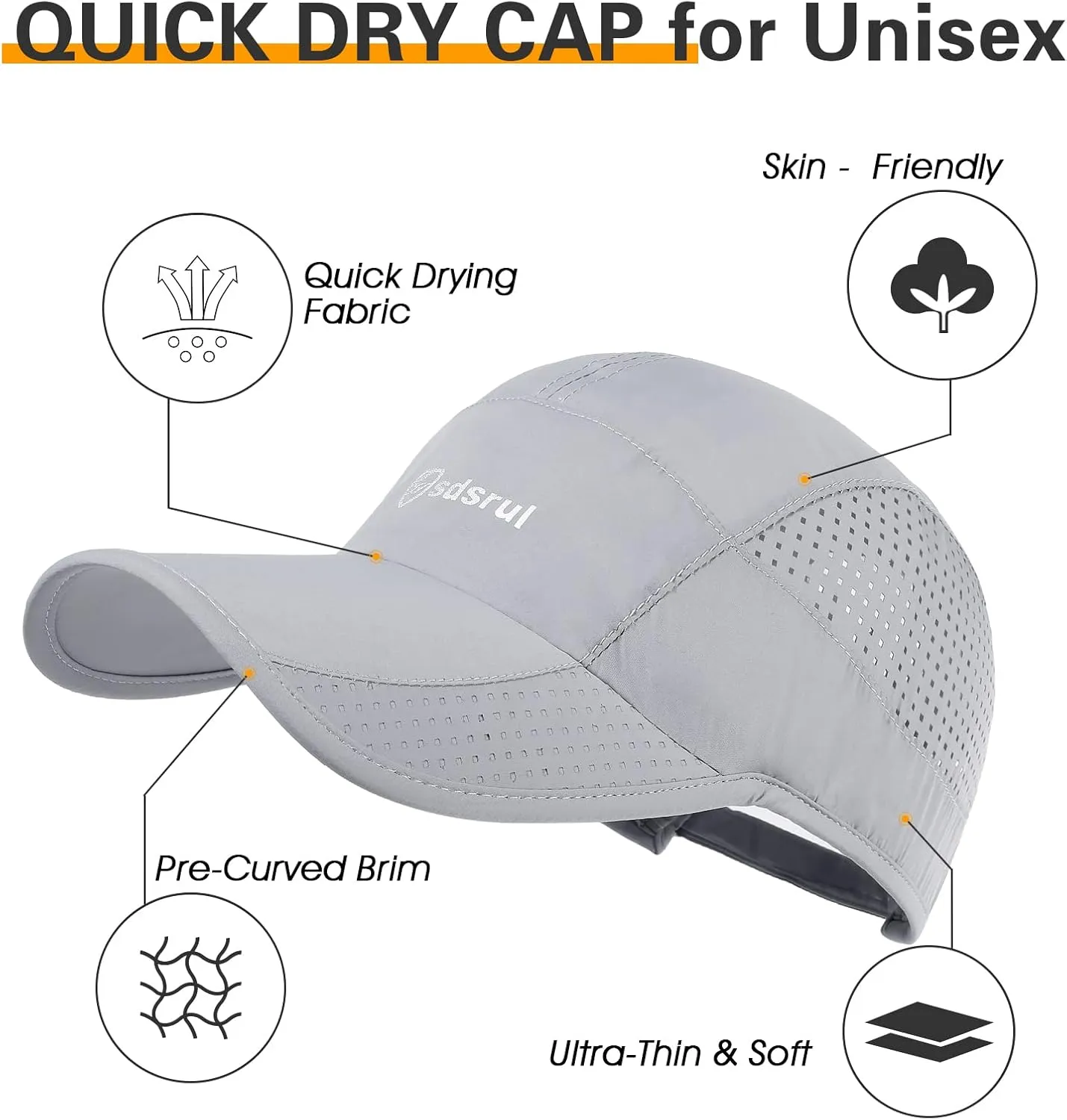 Running Hat Outdoor Quick Drying Baseball Cap Mesh Cool Workout Cap for Women and Men