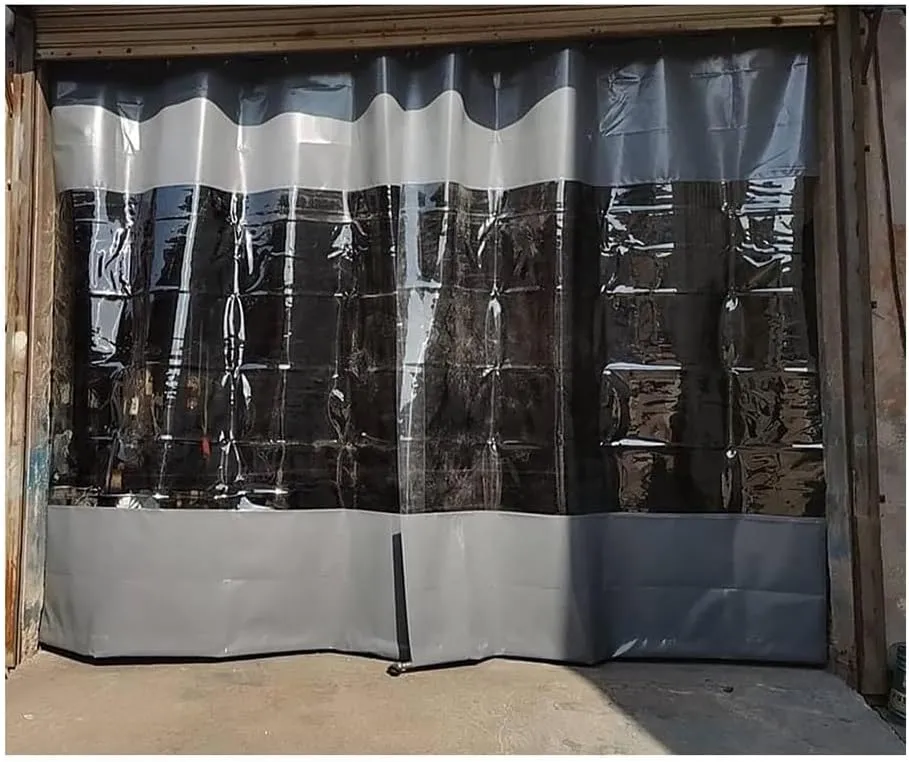 Rygcrud Garage Divider Curtains for Work Areas, Industrial Divider Curtains, Vinyl Panels Clear Tarp with Straight Track, Outdoor Patio Waterproof Partition(8.9x9.2FT)