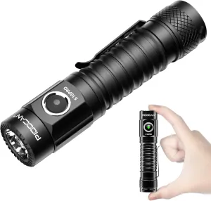 S10Pro Rechargeable Flashlights LED, 2500 High Lumens Super Bright Pocket Flashlight, Small Tactical Flashlights Brightest, Magnetic Flash Lights for Home, Emergency, Outdoor, Hiking (Black)