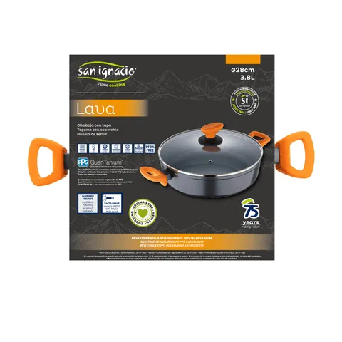 San Ignacio 28cm Forged Shallow Pan With Lid SGN2288