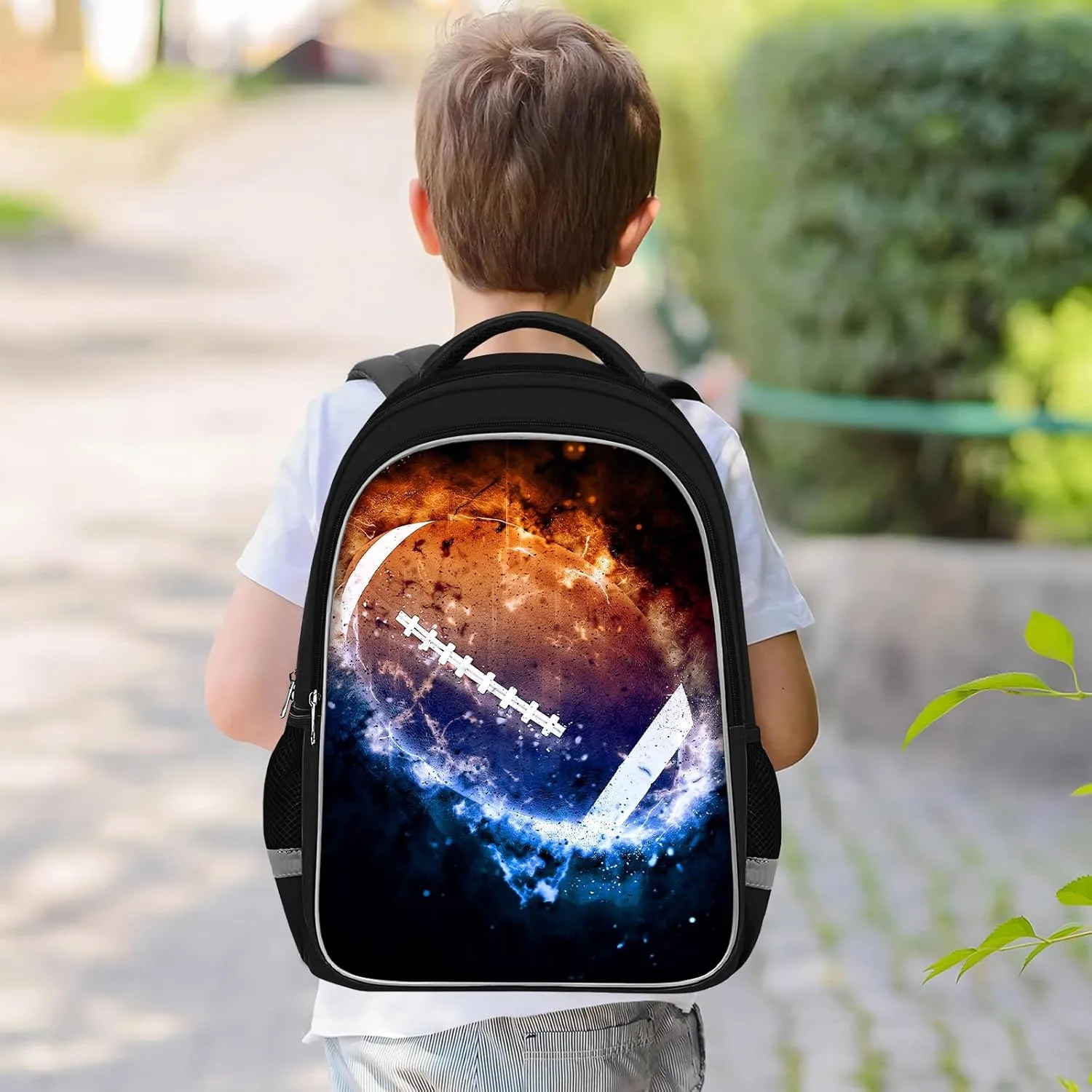 School Backpack for Boys - American Football Boys Backpack for Kids Children Teens Elementary Middle School - Students Bag for Ages 6-18,17″Bookbag Multifunctional Large Capacity
