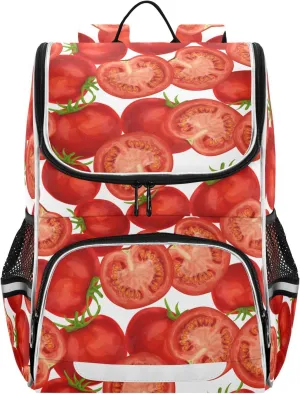 School Backpack Red Tomato Travel Hiking Large Capacity Causal Daypack Bookbag Bag Laptop Schoolbag with Reflective Tape for Boys Girls Adults
