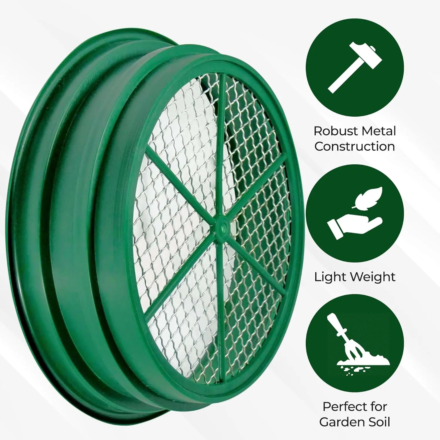 SE 13.25 Inch Wide Stackable Classifier Gold Prospecting Pan - 1/2 Inch Stainless Steel Mesh Sifting Pan, Green