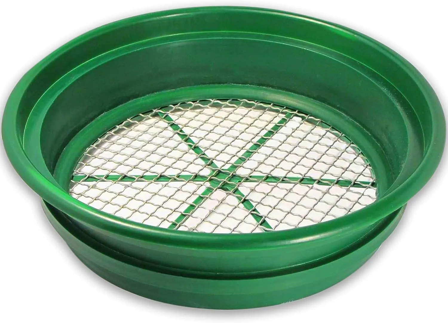SE 13.25 Inch Wide Stackable Classifier Gold Prospecting Pan - 1/2 Inch Stainless Steel Mesh Sifting Pan, Green