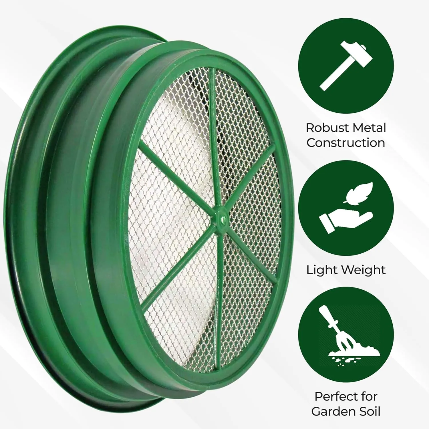SE 13.25 Inch Wide Stackable Classifier Gold Prospecting Pan - 1/4 Inch Stainless Steel Mesh Sifting Pan, Green