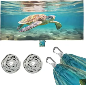 Sea Turtle Camping Hammock, Single Portable Hammocks with Tree Straps & Attached Carry Bag, 330Lbs Capacity Perfect for Outside Indoor Hiking Beach Backpack Travel