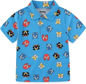 SEGA Sonic The Hedgehog Boys Short Sleeve Polo Shirt for Toddlers and Big Kids