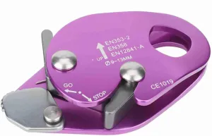 Self Braking Stop Descender for Rope Rescue, Rappel Ring with Clamp Grab, Suitable for 9-13mm Rope, Premium Climbing Gear