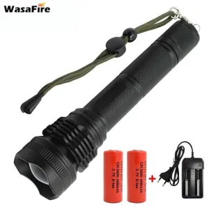 Self Defense Lantern Powerful XHP50 LED Flashlight With 26650 Battery   Charger 5 Mode Tactical Zoom Torch Hunting Light Lamp