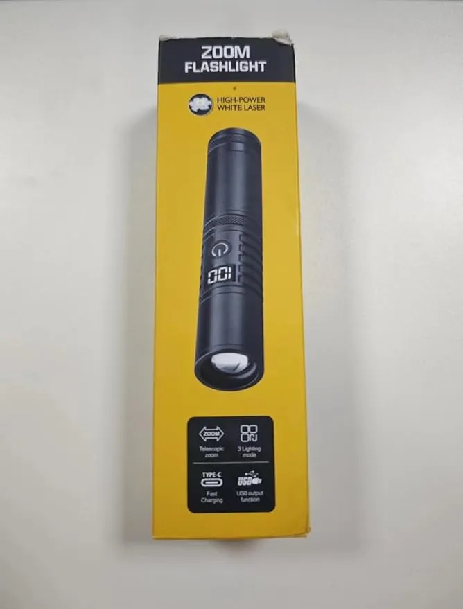 Semlos LED Flashlight 1500 Lumens with Display Screen, Zoomable and Tactical Flashlight for Outdoor Activities, Powerful Emergency Flashlights Rechargeable for Camping, Hiking