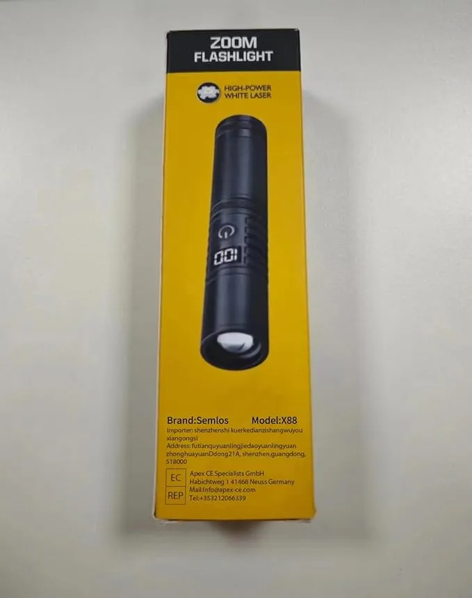 Semlos LED Flashlight 1500 Lumens with Display Screen, Zoomable and Tactical Flashlight for Outdoor Activities, Powerful Emergency Flashlights Rechargeable for Camping, Hiking