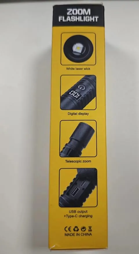 Semlos LED Flashlight 1500 Lumens with Display Screen, Zoomable and Tactical Flashlight for Outdoor Activities, Powerful Emergency Flashlights Rechargeable for Camping, Hiking