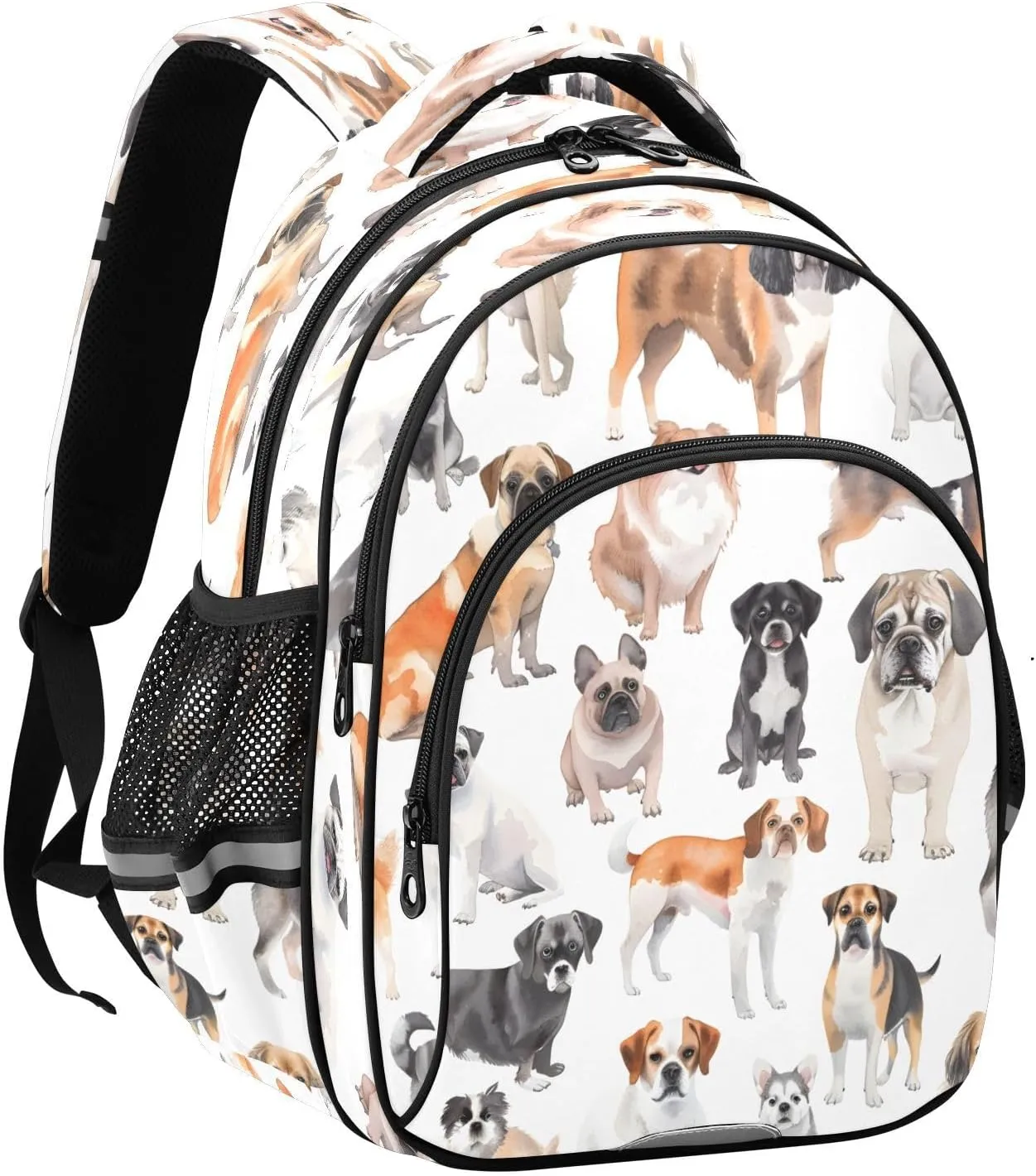 senya Backpack Toddler School Book Bag for Girls Boys Kids Travel Bag Dog Breeds 8-14 Years Old