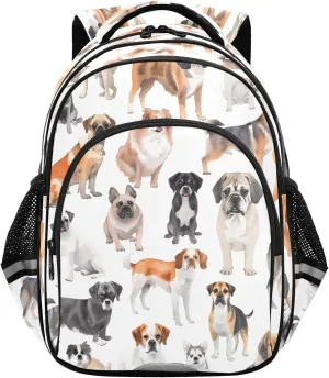 senya Backpack Toddler School Book Bag for Girls Boys Kids Travel Bag Dog Breeds 8-14 Years Old