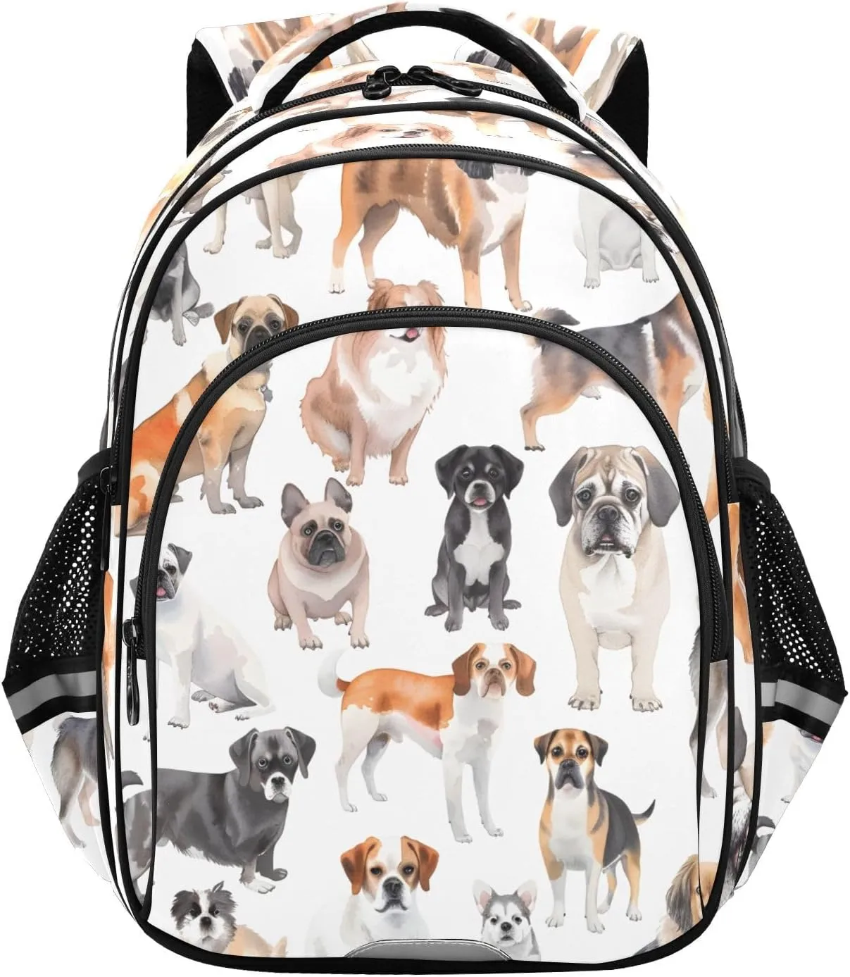 senya Backpack Toddler School Book Bag for Girls Boys Kids Travel Bag Dog Breeds 8-14 Years Old