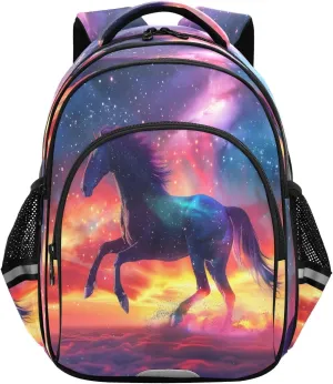 senya Backpack Toddler School Book Bag for Girls Boys Kids Travel Bag Sky Galloping Horse Roars 8-14 Years Old