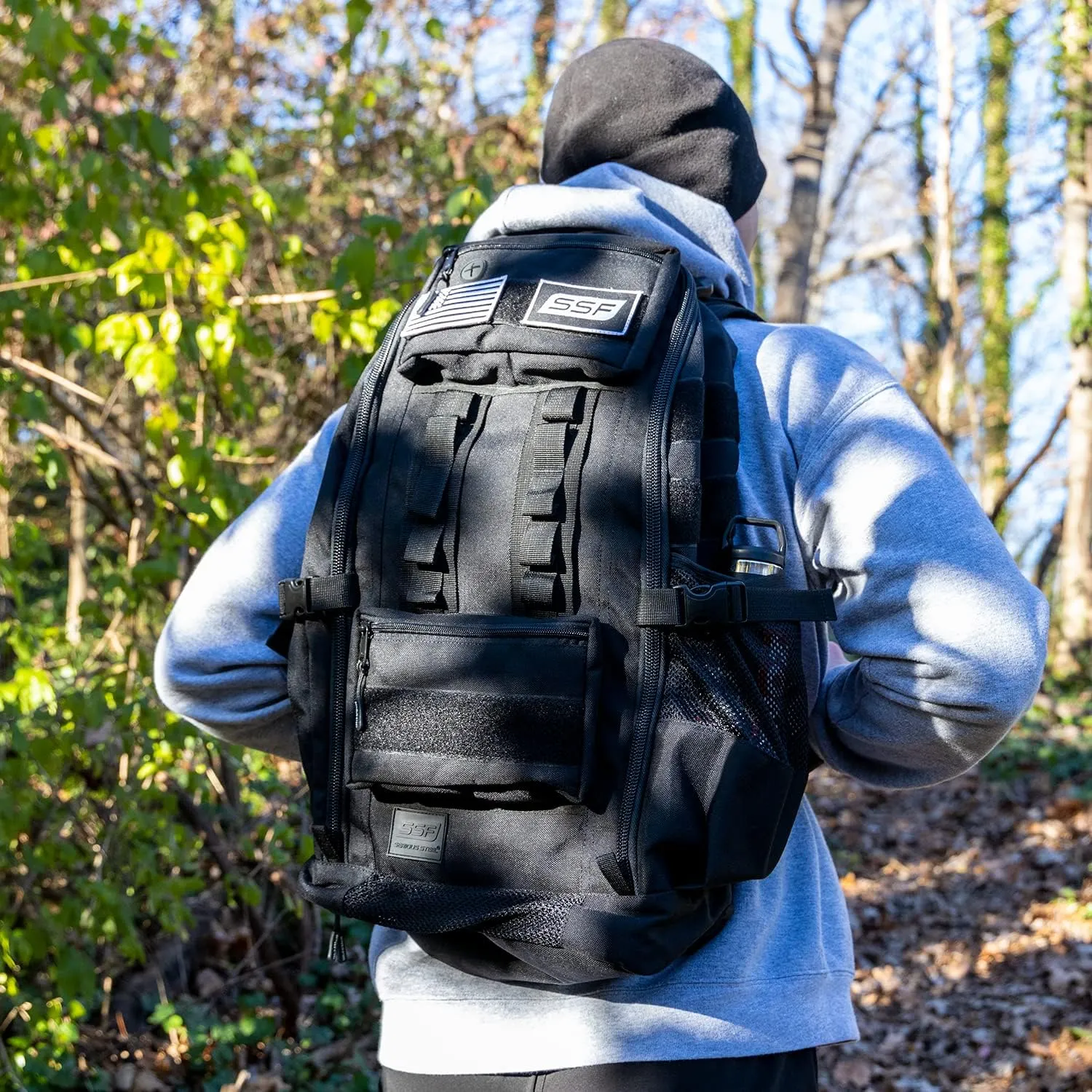 SERIOUS STEEL FITNESS Tactical Backpack and Gym Bag 1000D Nylon Black