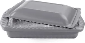 Serving and Casserole Carrier for 9x13x2 Foil Pans, Heat Resistant w/Handles, Lid Locks in Place for Safe and Easy Carrying, Lid Doubles as a Serving Dish, 1 Foil Pan included, BPA Free - Made in USA -Charcoal