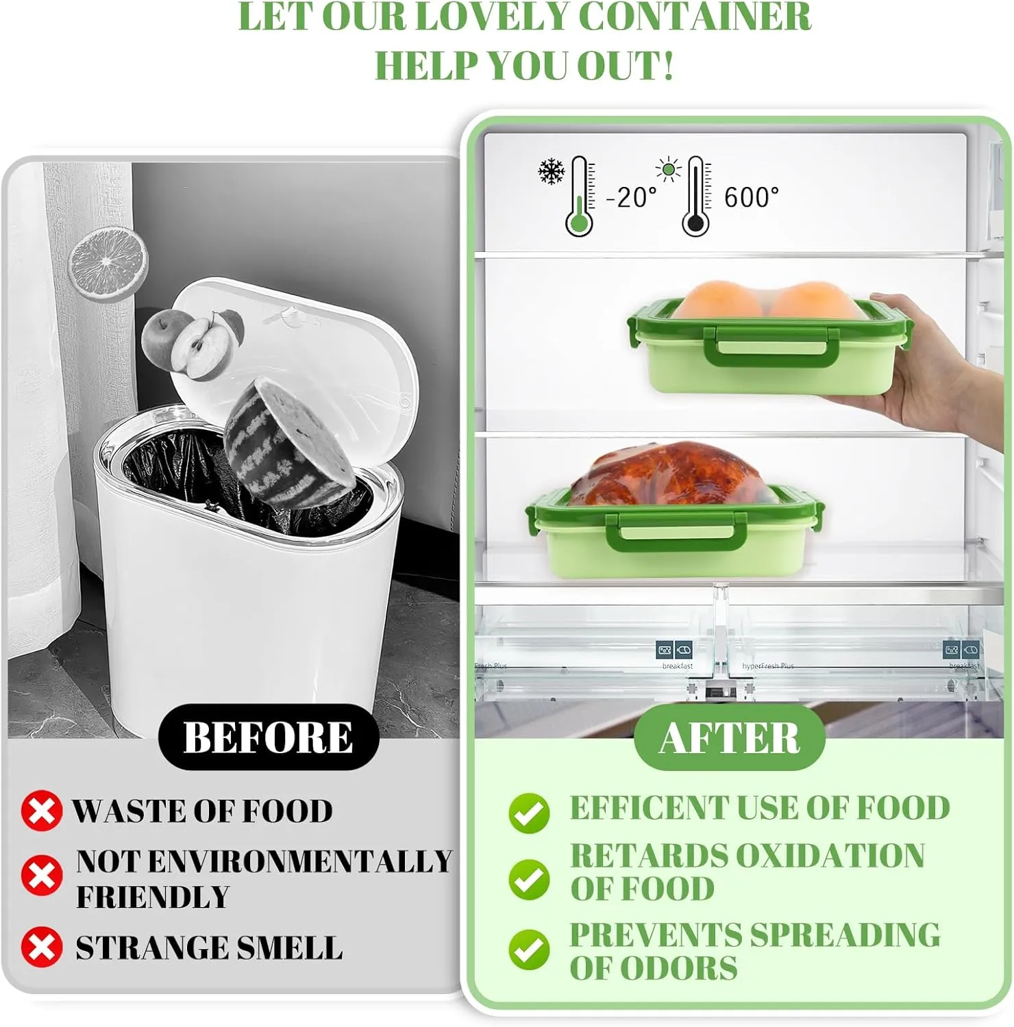 Set Of 2 Reusable Large Fruit And Veggie Savers, Silicone Fruit Storage Box, Fresh Stretch Pods For Food Saver, Ideal For Roast Chicken, Garlic, Onions, Lemons, Watermelon and Potatoes (Green)