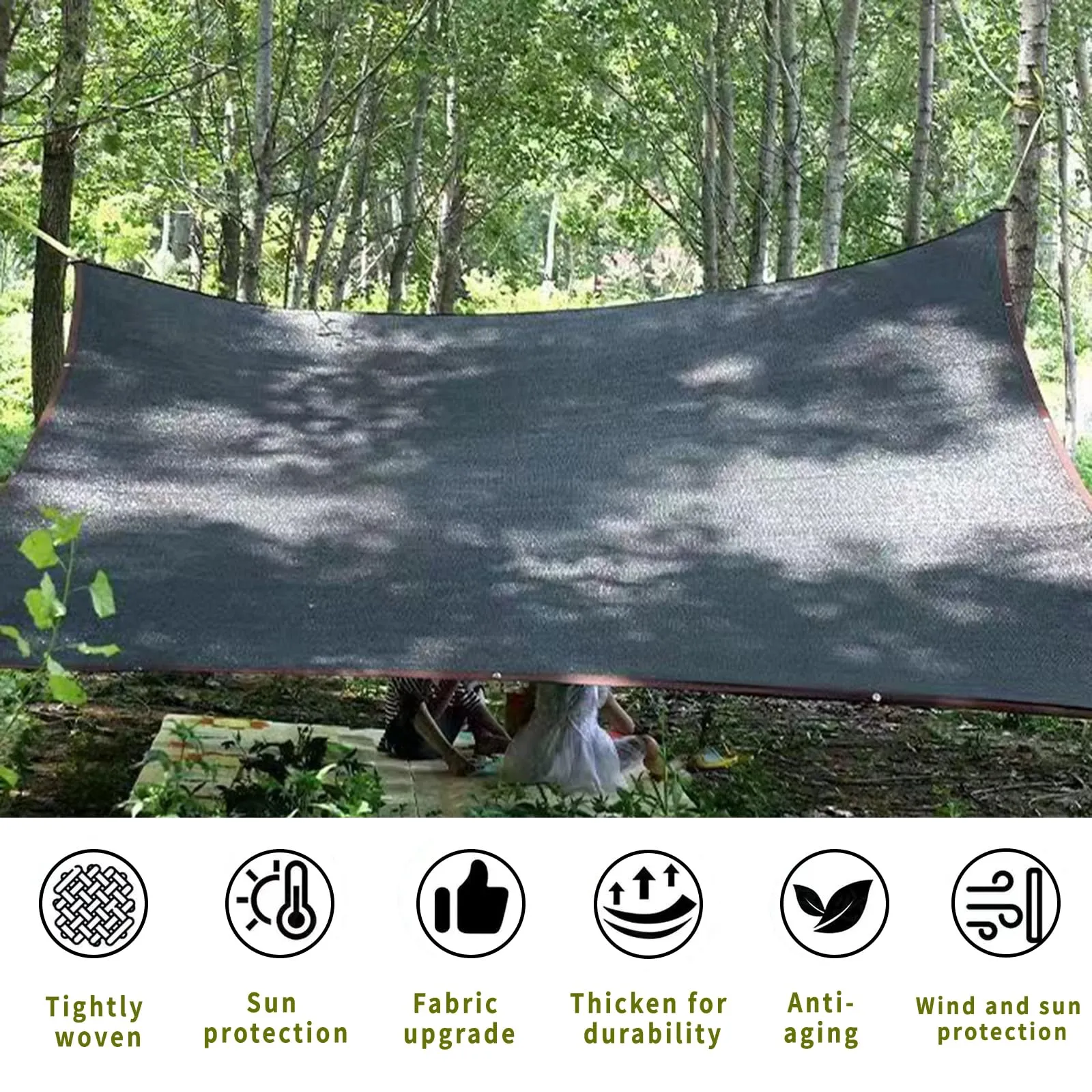 Shade Cloth，70% Garden Sun Shade Cloth Mesh Tarp，10 x 20 FT Black Sun Shade Net, pergola Shade Cover with Grommets，for Outdoor Sun Shade Cover，Plant Cover Patio Canopy ，Greenhouse