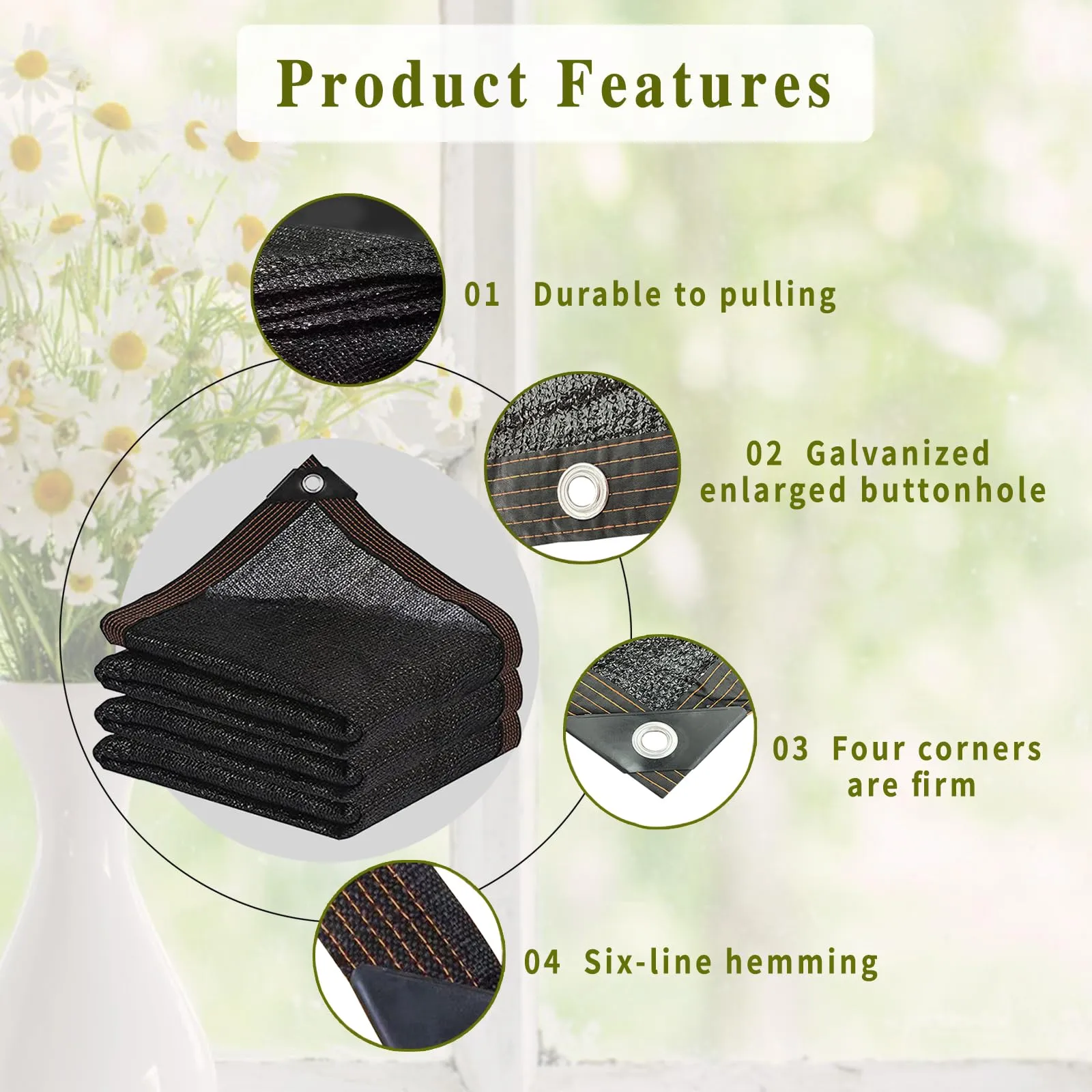 Shade Cloth，70% Garden Sun Shade Cloth Mesh Tarp，10 x 20 FT Black Sun Shade Net, pergola Shade Cover with Grommets，for Outdoor Sun Shade Cover，Plant Cover Patio Canopy ，Greenhouse